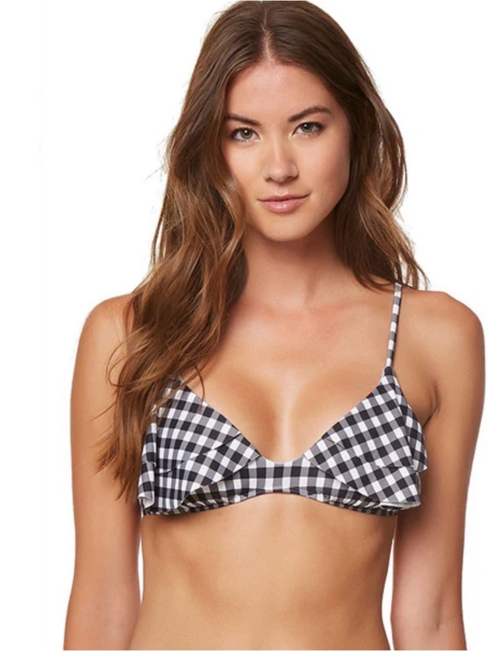 O'Neill Black and White Gingham Tie-Back Bikini Top Size Small NWT